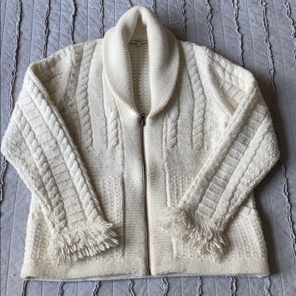 Madewell cream grandpa cardigan zip up med…